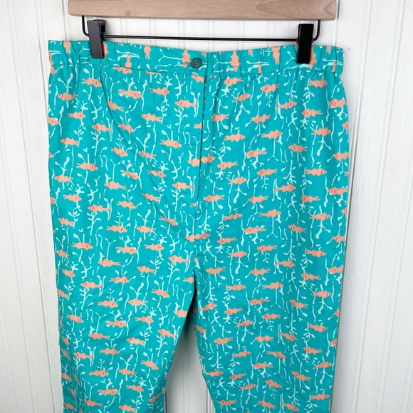 Vintage Lilly Pulitzer Cropped Capri Cotton Pants Green Fishy Print Size Small - Picture 5 of 9